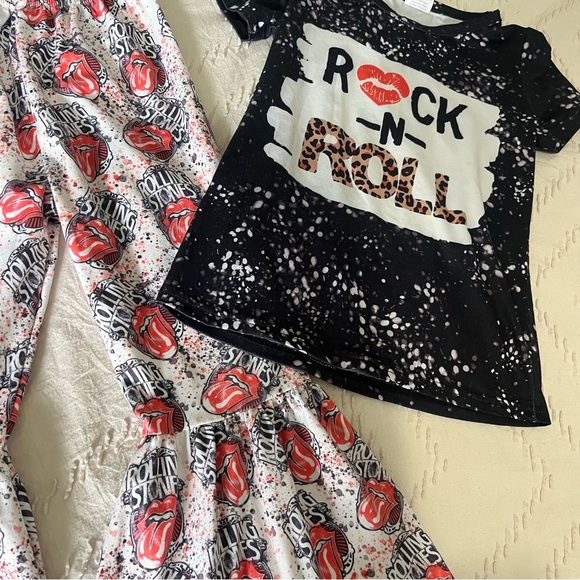 Boutique XL 5/6T Rock & Roll Rolling Stones Bell Bottom Outfit - Picture 2 of 4
